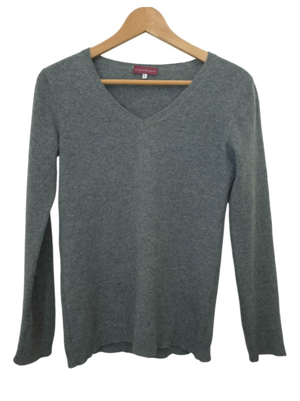 Le Bon Marché 100% Cashmere Gray V-Neck Sweater Women's Size 1